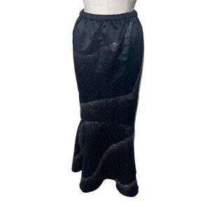 Custom Made Vintage Midi Sparkle Mermaid Skirt Size Large Black Glitter
